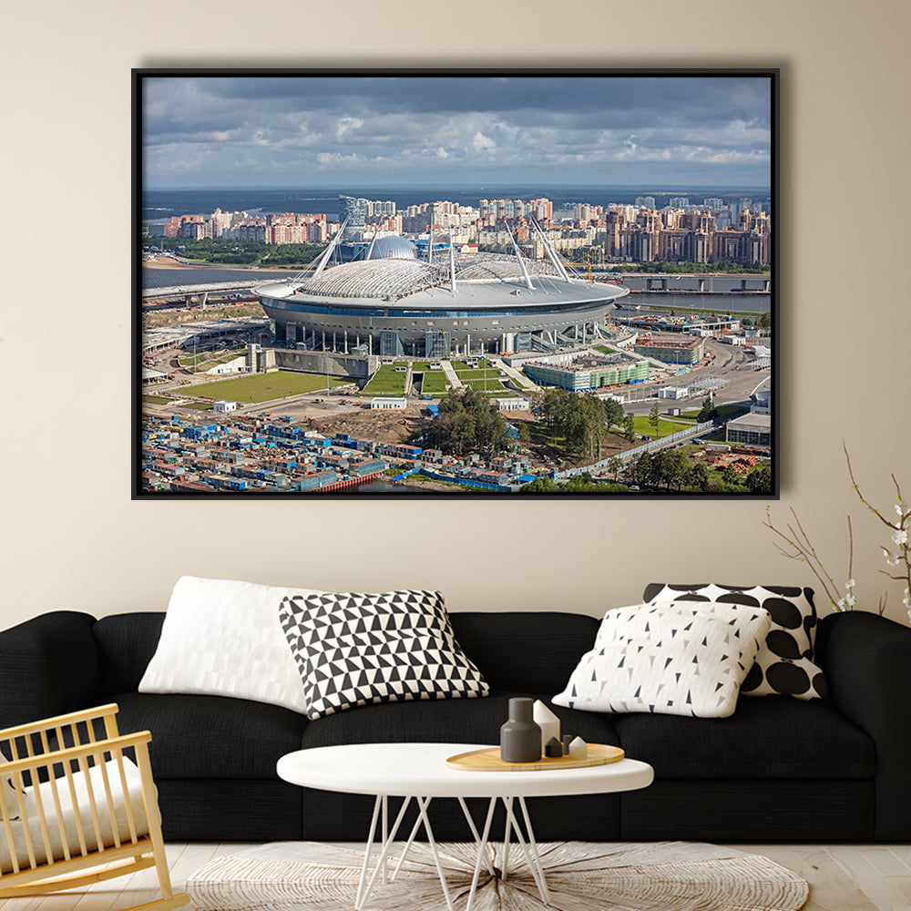 Gazprom Arena, Stadium Canvas, Sport Art, Fan Gifts, Framed Canvas Print Wall Art, Floating Frame