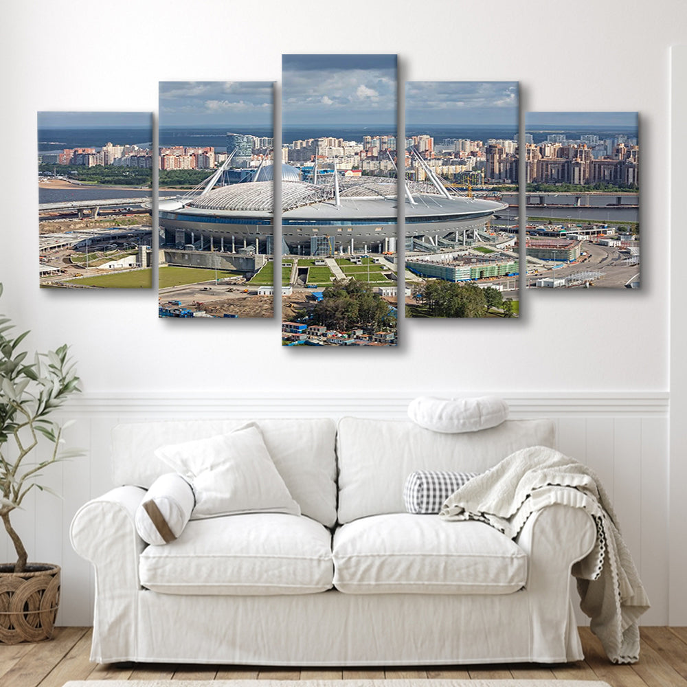 Gazprom Arena, Stadium Canvas, Sport Art, Fan Gifts, 5 Panel, Large Canvas, Canvas Print Wall Art