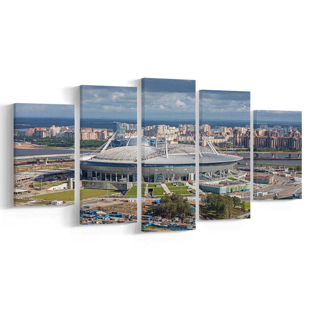 Gazprom Arena, Stadium Canvas, Sport Art, Fan Gifts, 5 Panel, Large Canvas, Canvas Print Wall Art