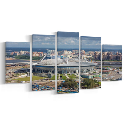 Gazprom Arena, Stadium Canvas, Sport Art, Fan Gifts, 5 Panel, Large Canvas, Canvas Print Wall Art