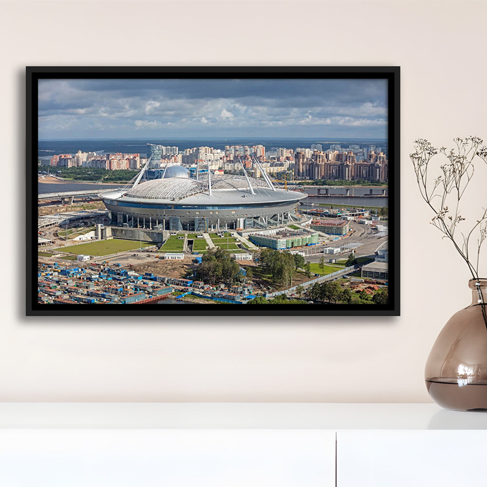 Gazprom Arena, Stadium Canvas, Sport Art, Fan Gifts, Framed Canvas Print Wall Art, Floating Frame