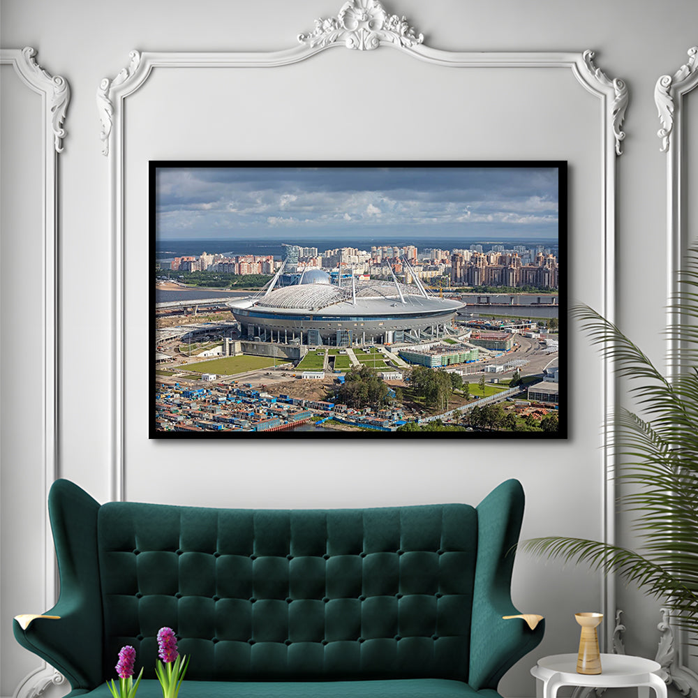 Gazprom Arena, Stadium Canvas, Sport Art, Fan Gifts, Framed Art Print Wall Decor, Picture Framed