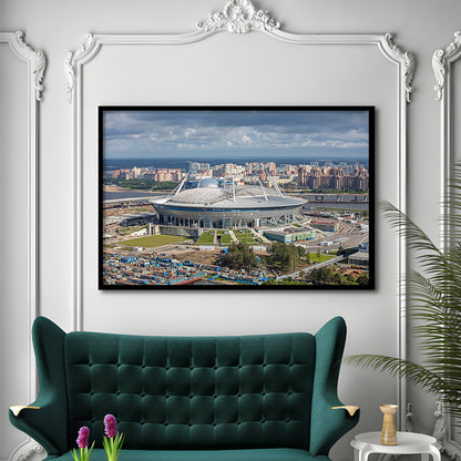 Gazprom Arena, Stadium Canvas, Sport Art, Fan Gifts, Framed Art Print Wall Decor, Picture Framed