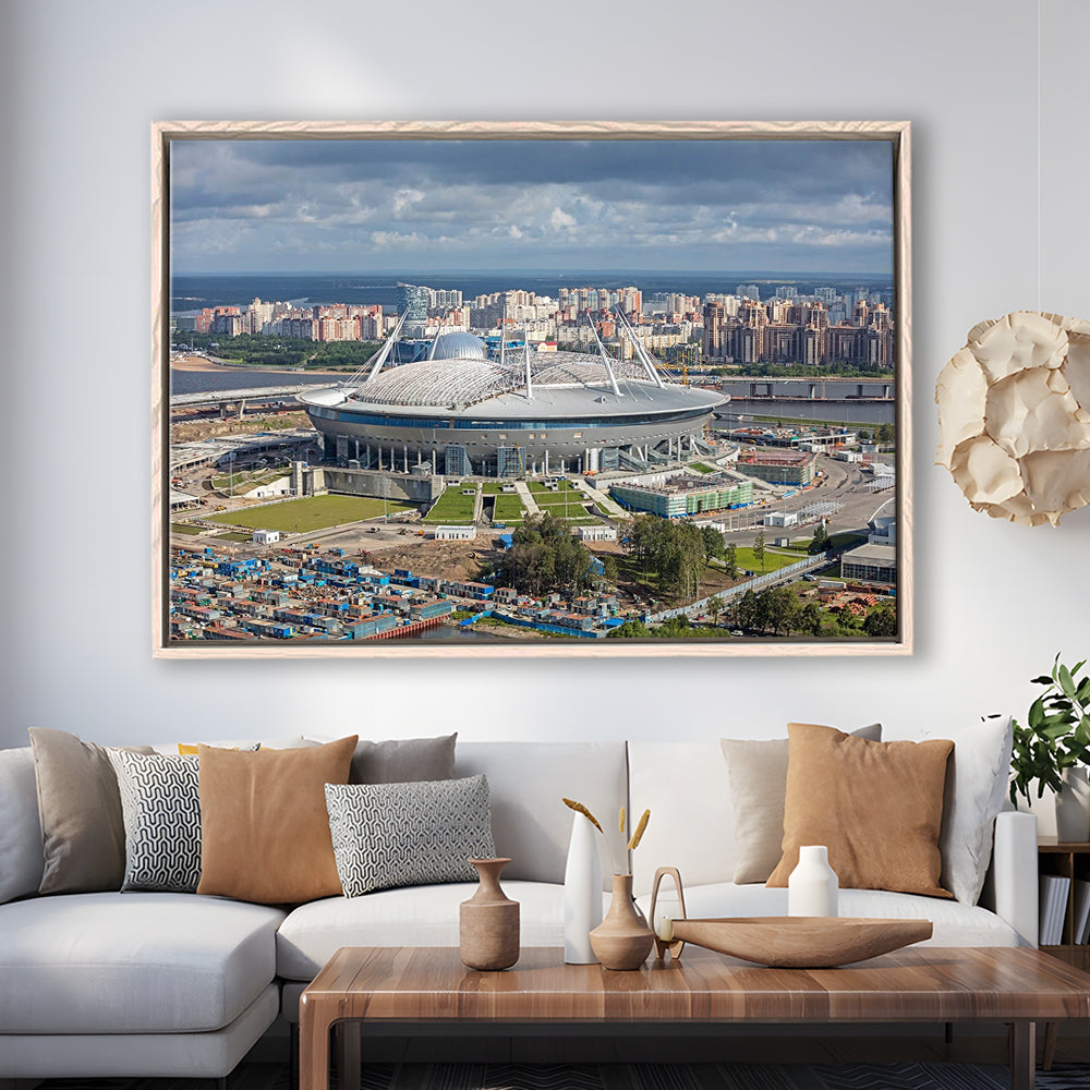 Gazprom Arena, Stadium Canvas, Sport Art, Fan Gifts, Framed Canvas Print Wall Art, Floating Frame