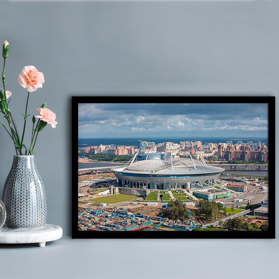 Gazprom Arena, Stadium Canvas, Sport Art, Fan Gifts, Framed Art Print Wall Decor, Picture Framed