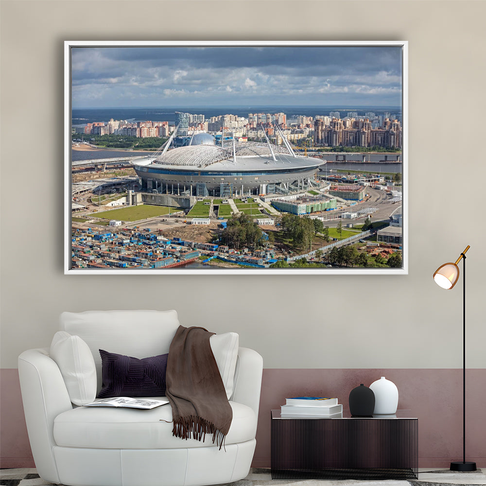 Gazprom Arena, Stadium Canvas, Sport Art, Fan Gifts, Framed Canvas Print Wall Art, Floating Frame