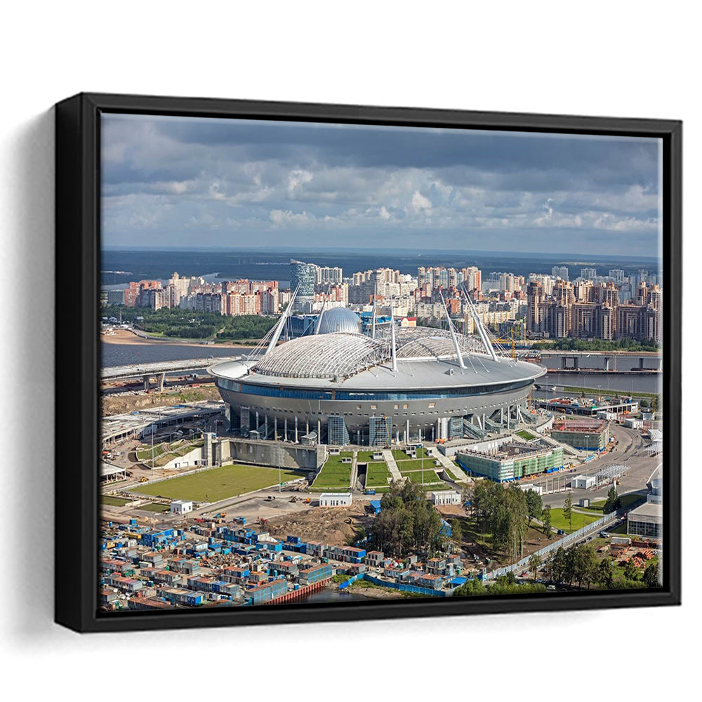 Gazprom Arena, Stadium Canvas, Sport Art, Fan Gifts, Framed Canvas Print Wall Art, Floating Frame