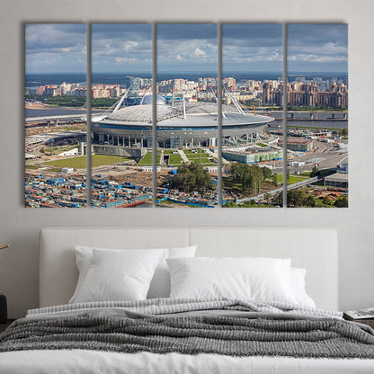Gazprom Arena, Stadium Canvas, Sport Art, Fan Gifts, 5 Panel B, Extra Large Canvas, Canvas Print Wall Art