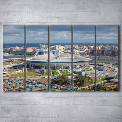 Gazprom Arena, Stadium Canvas, Sport Art, Fan Gifts, 5 Panel B, Extra Large Canvas, Canvas Print Wall Art