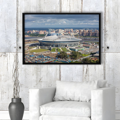 Gazprom Arena, Stadium Canvas, Sport Art, Fan Gifts, Framed Canvas Print Wall Art, Floating Frame