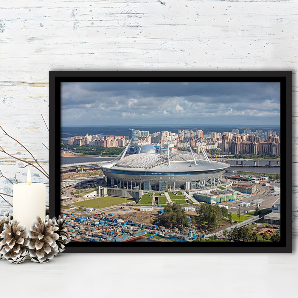 Gazprom Arena, Stadium Canvas, Sport Art, Fan Gifts, Framed Canvas Print Wall Art, Floating Frame