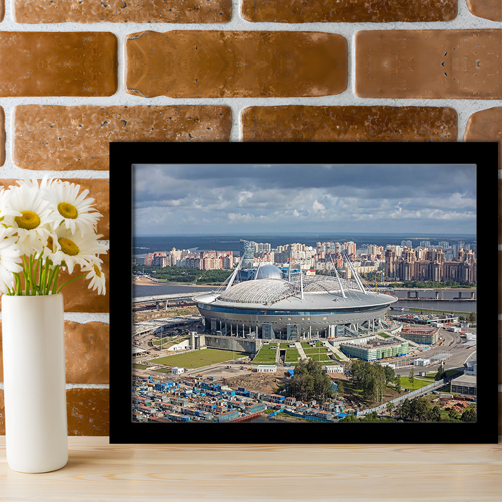 Gazprom Arena, Stadium Canvas, Sport Art, Fan Gifts, Framed Art Print Wall Decor, Picture Framed