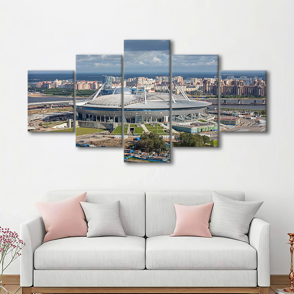 Gazprom Arena, Stadium Canvas, Sport Art, Fan Gifts, 5 Panel, Large Canvas, Canvas Print Wall Art