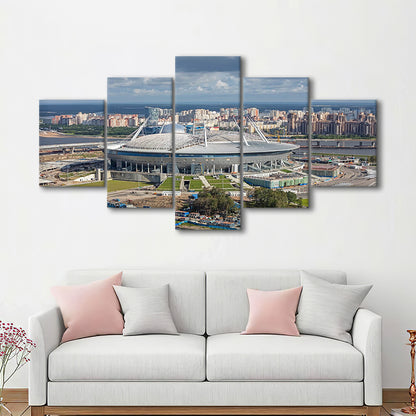 Gazprom Arena, Stadium Canvas, Sport Art, Fan Gifts, 5 Panel, Large Canvas, Canvas Print Wall Art