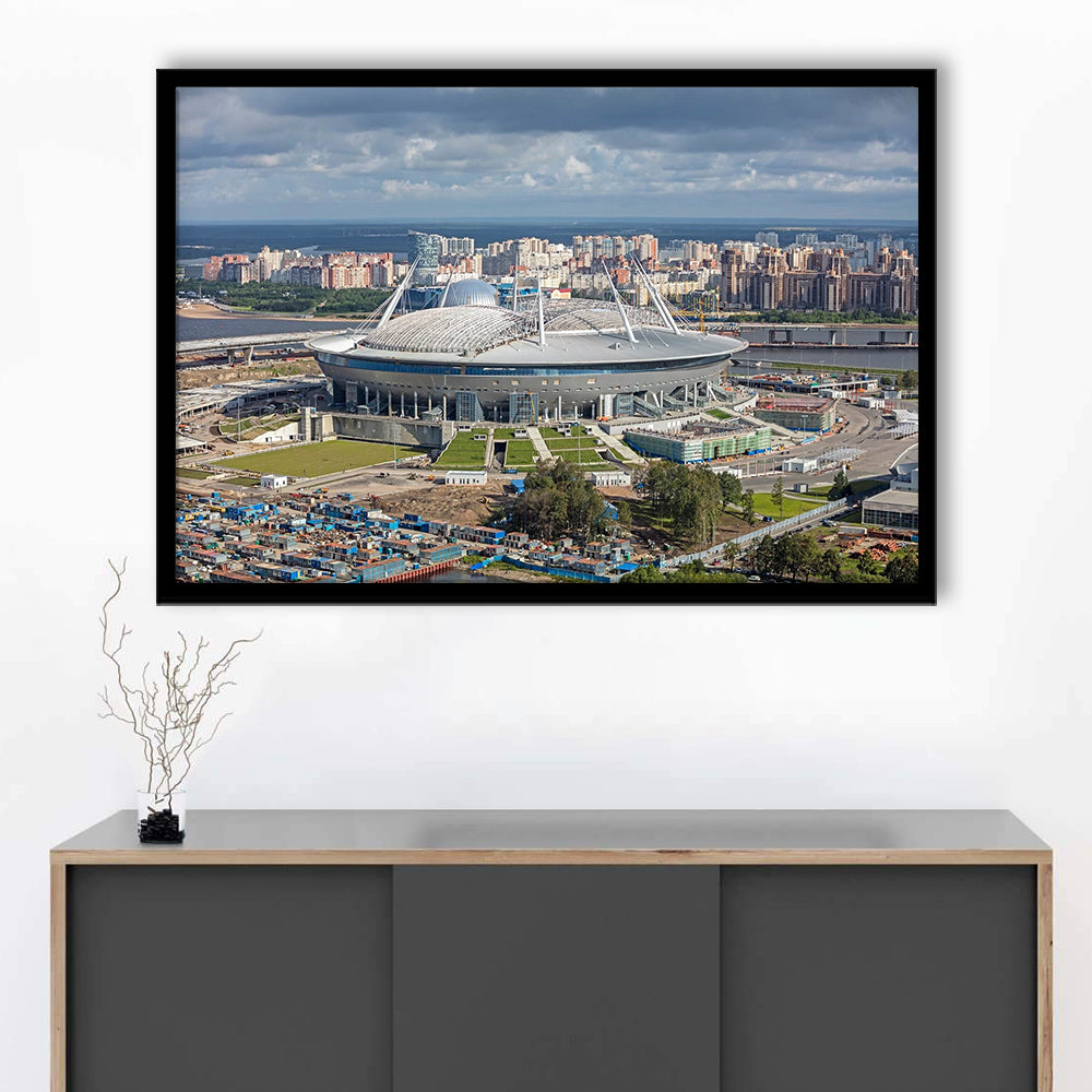 Gazprom Arena, Stadium Canvas, Sport Art, Fan Gifts, Framed Art Print Wall Decor, Picture Framed