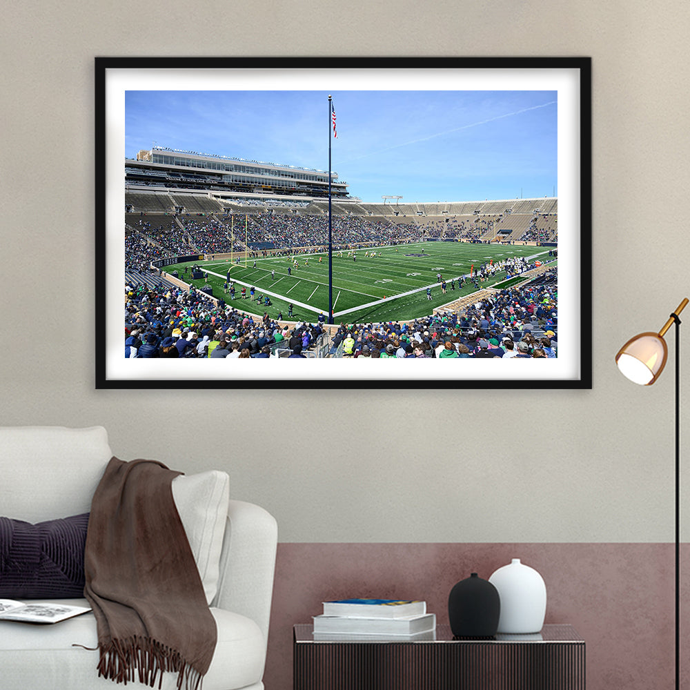 Generic Notre Dame Stadium, Stadium Canvas, Sport Art, Gift for him, White Border Framed Art Print Wall Decor
