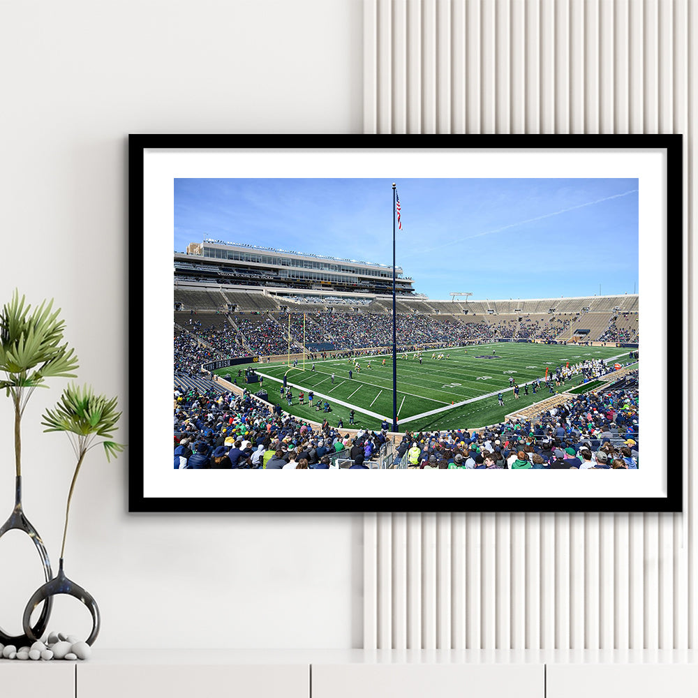 Generic Notre Dame Stadium, Stadium Canvas, Sport Art, Gift for him, White Border Framed Art Print Wall Decor