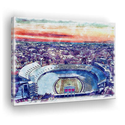 Georgia Bulldogs, Sanford Painting Stadium Watercolor, Sport Art, Gifts for him, Canvas Print Wall Art