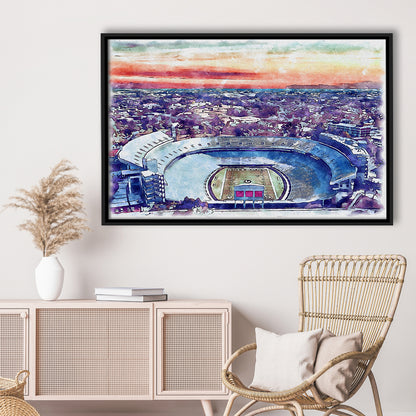 Georgia Bulldogs, Sanford Painting Stadium Watercolor, Sport Gift Art, Framed Canvas Print Wall Art