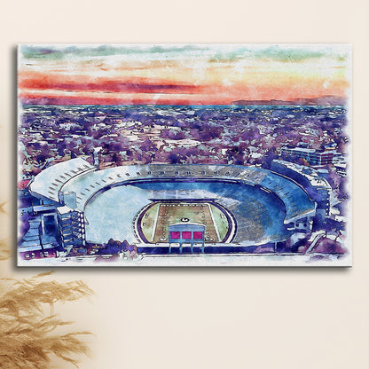 Georgia Bulldogs, Sanford Painting Stadium Watercolor, Sport Art, Gifts for him, Canvas Print Wall Art