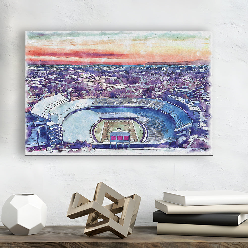 Georgia Bulldogs, Sanford Painting Stadium Watercolor, Sport Art, Gifts for him, Canvas Print Wall Art