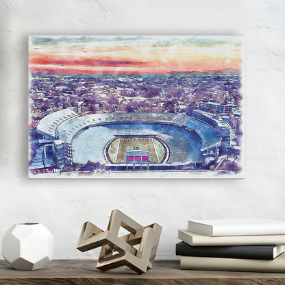 Georgia Bulldogs, Sanford Painting Stadium Watercolor, Sport Art, Gifts for him, Canvas Print Wall Art