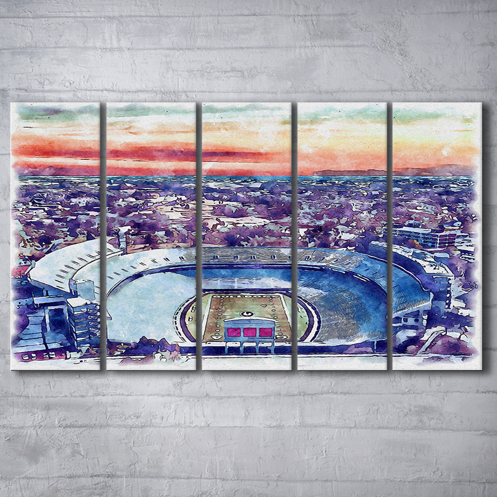Georgia Bulldogs, Sanford Painting Stadium Watercolor, Sport Art, Extra Large Canvas Print Wall Art