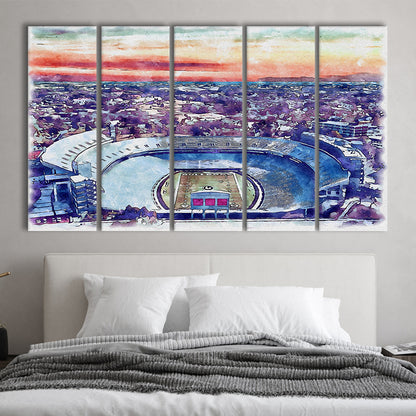 Georgia Bulldogs, Sanford Painting Stadium Watercolor, Sport Art, Extra Large Canvas Print Wall Art
