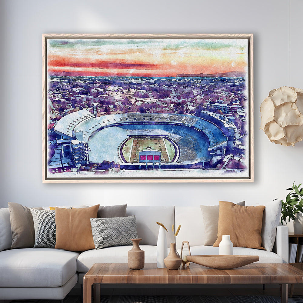 Georgia Bulldogs, Sanford Painting Stadium Watercolor, Sport Gift Art, Framed Canvas Print Wall Art