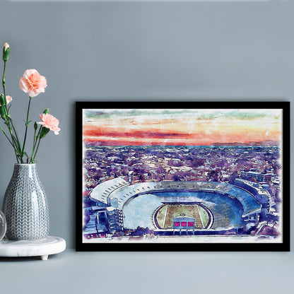 Georgia Bulldogs, Sanford Painting Stadium Watercolor, Sport Gift Art, Framed Art Print Wall Decor