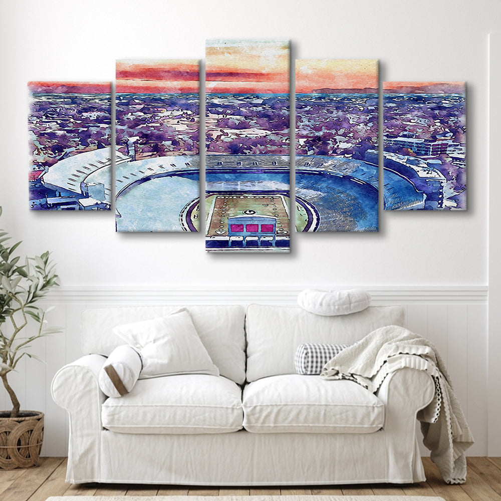 Georgia Bulldogs, Sanford Painting Stadium Watercolor, Sport Art, Mixed 5 Panel, Canvas Print Wall Art