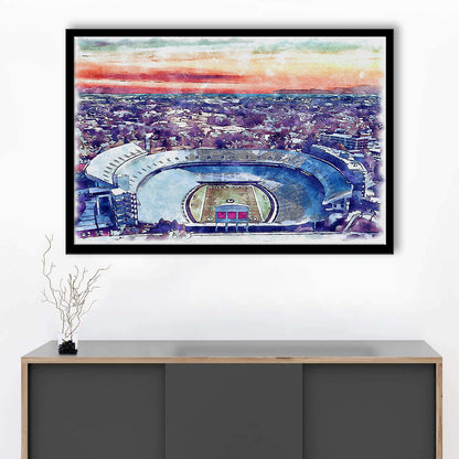 Georgia Bulldogs, Sanford Painting Stadium Watercolor, Sport Gift Art, Framed Art Print Wall Decor