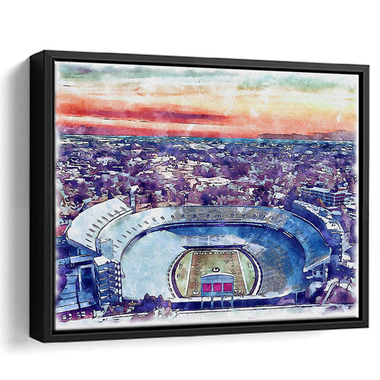 Georgia Bulldogs, Sanford Painting Stadium Watercolor, Sport Gift Art, Framed Canvas Print Wall Art