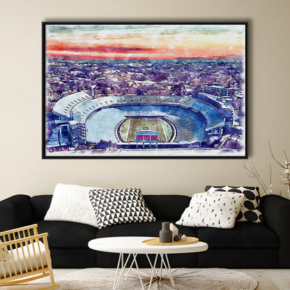 Georgia Bulldogs, Sanford Painting Stadium Watercolor, Sport Gift Art, Framed Canvas Print Wall Art
