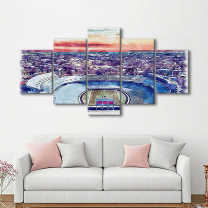 Georgia Bulldogs, Sanford Painting Stadium Watercolor, Sport Art, Mixed 5 Panel, Canvas Print Wall Art