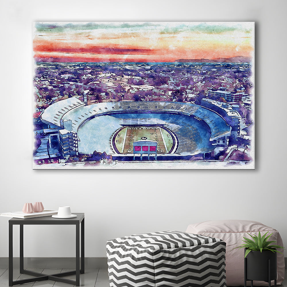 Georgia Bulldogs, Sanford Painting Stadium Watercolor, Sport Art, Gifts for him, Canvas Print Wall Art
