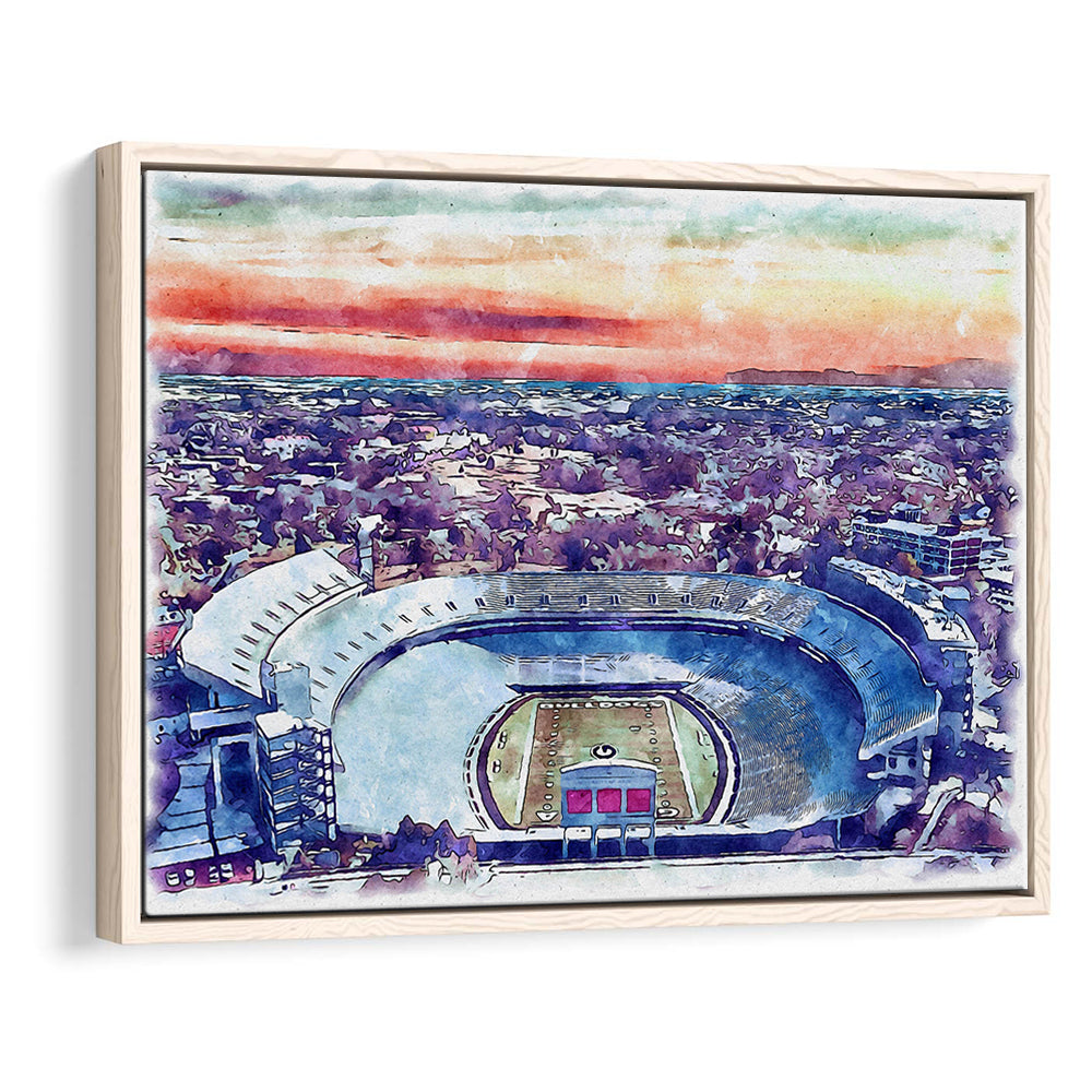 Georgia Bulldogs, Sanford Painting Stadium Watercolor, Sport Gift Art, Framed Canvas Print Wall Art