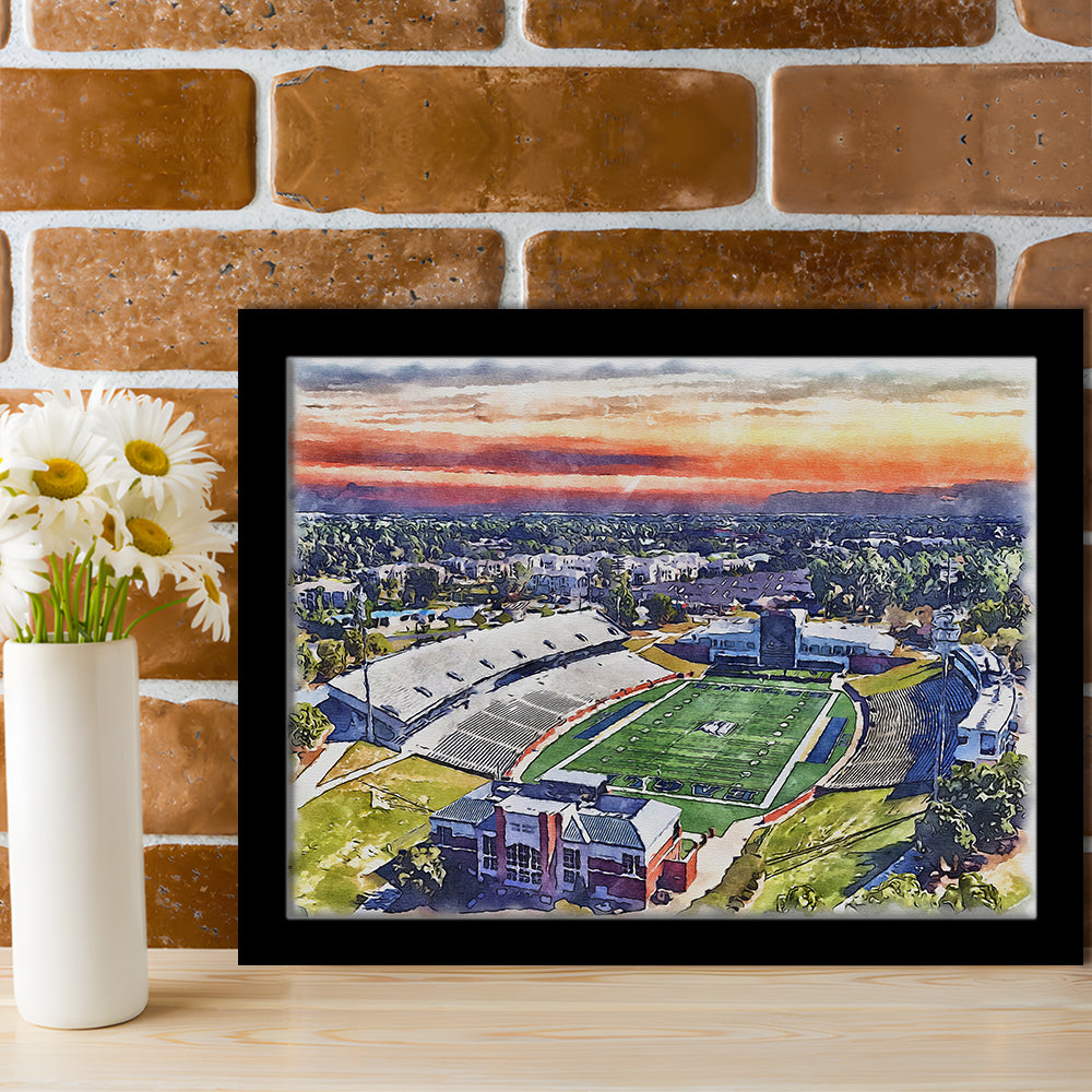 Georgia Southern Eagles, Paulson Painting Stadium Watercolor, Sport Gift Art, Framed Art Print Wall Decor