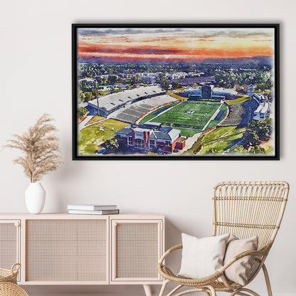 Georgia Southern Eagles, Paulson Painting Stadium Watercolor, Sport Gift Art, Framed Canvas Print Wall Art