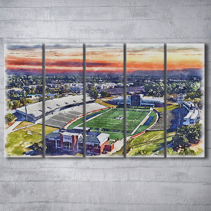Georgia Southern Eagles, Paulson Painting Stadium Watercolor, Sport Art, Extra Large Canvas Print Wall Art
