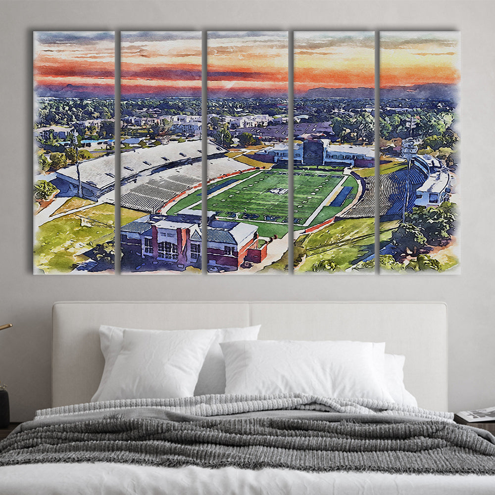 Georgia Southern Eagles, Paulson Painting Stadium Watercolor, Sport Art, Extra Large Canvas Print Wall Art