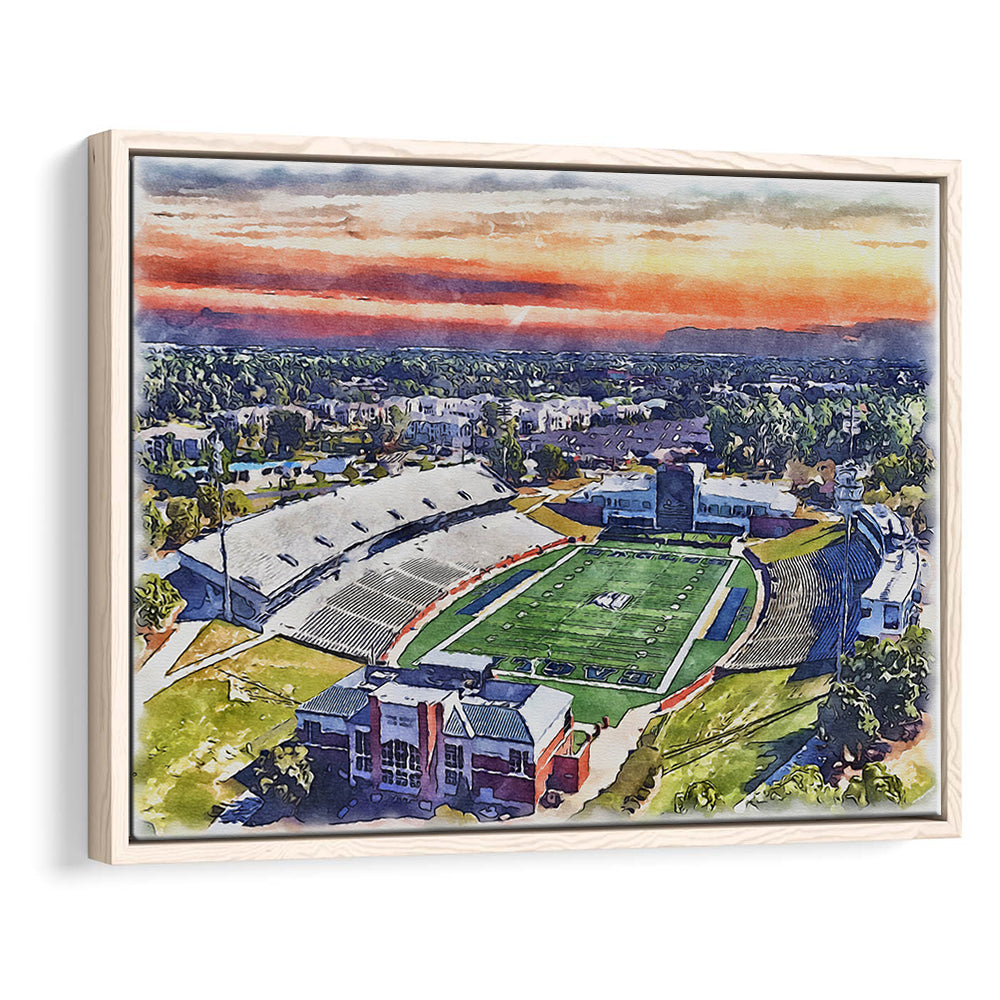 Georgia Southern Eagles, Paulson Painting Stadium Watercolor, Sport Gift Art, Framed Canvas Print Wall Art