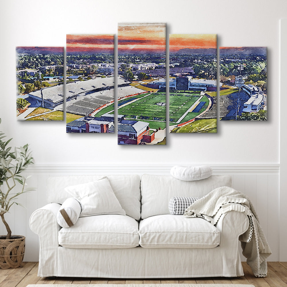 Georgia Southern Eagles, Paulson Painting Stadium Watercolor, Sport Art, Mixed 5 Panel, Canvas Print Wall Art