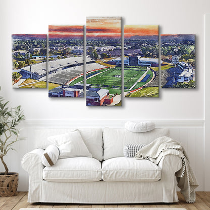 Georgia Southern Eagles, Paulson Painting Stadium Watercolor, Sport Art, Mixed 5 Panel, Canvas Print Wall Art