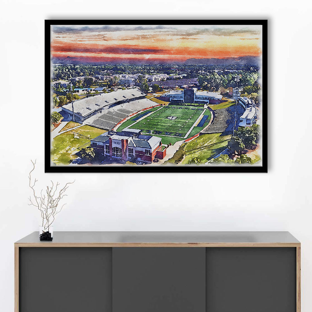 Georgia Southern Eagles, Paulson Painting Stadium Watercolor, Sport Gift Art, Framed Art Print Wall Decor