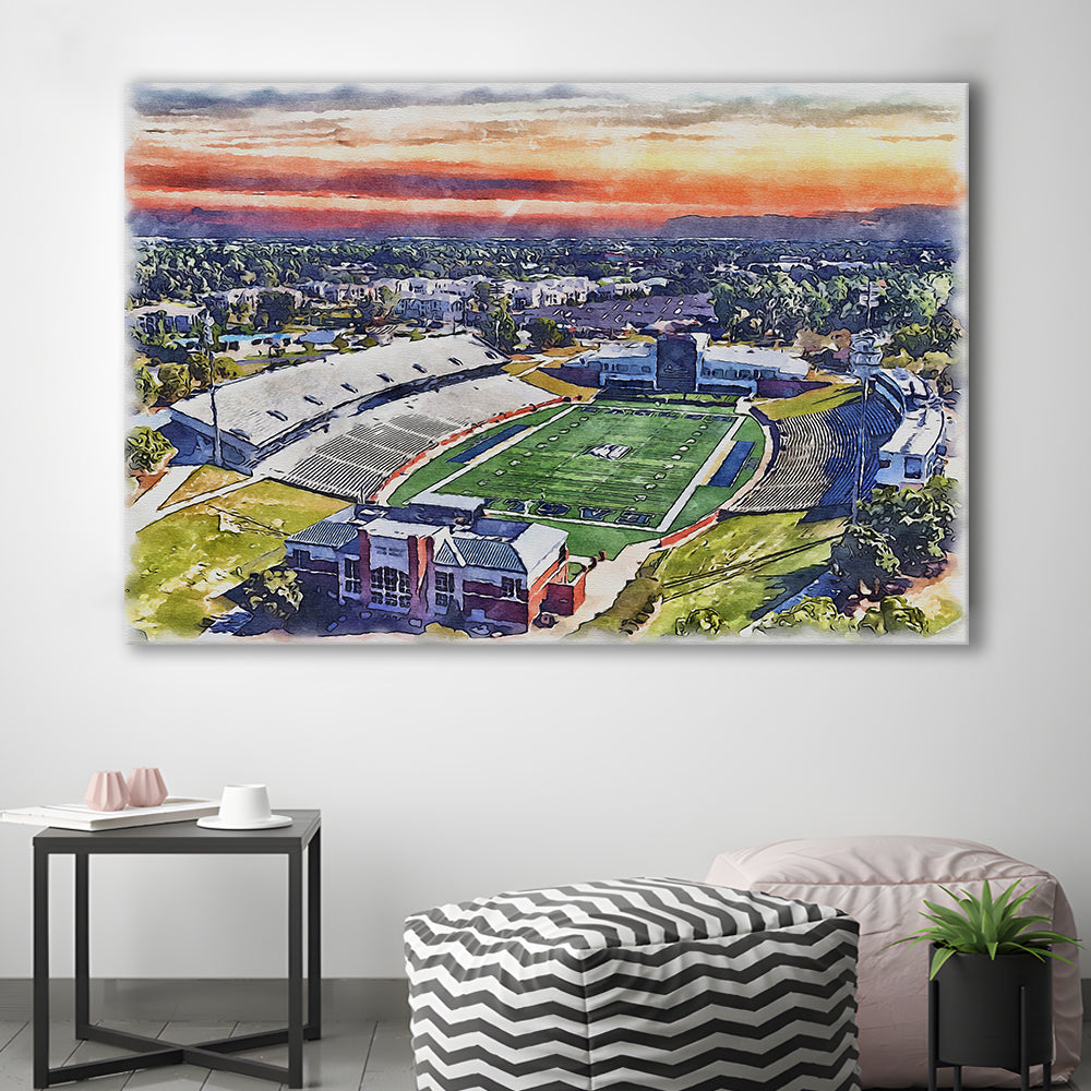 Georgia Southern Eagles, Paulson Painting Stadium Watercolor, Sport Art, Gifts for him, Canvas Print Wall Art