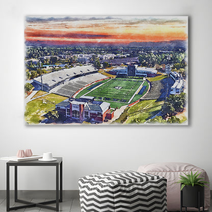 Georgia Southern Eagles, Paulson Painting Stadium Watercolor, Sport Art, Gifts for him, Canvas Print Wall Art