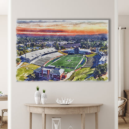Georgia Southern Eagles, Paulson Painting Stadium Watercolor, Sport Art, Gifts for him, Canvas Print Wall Art