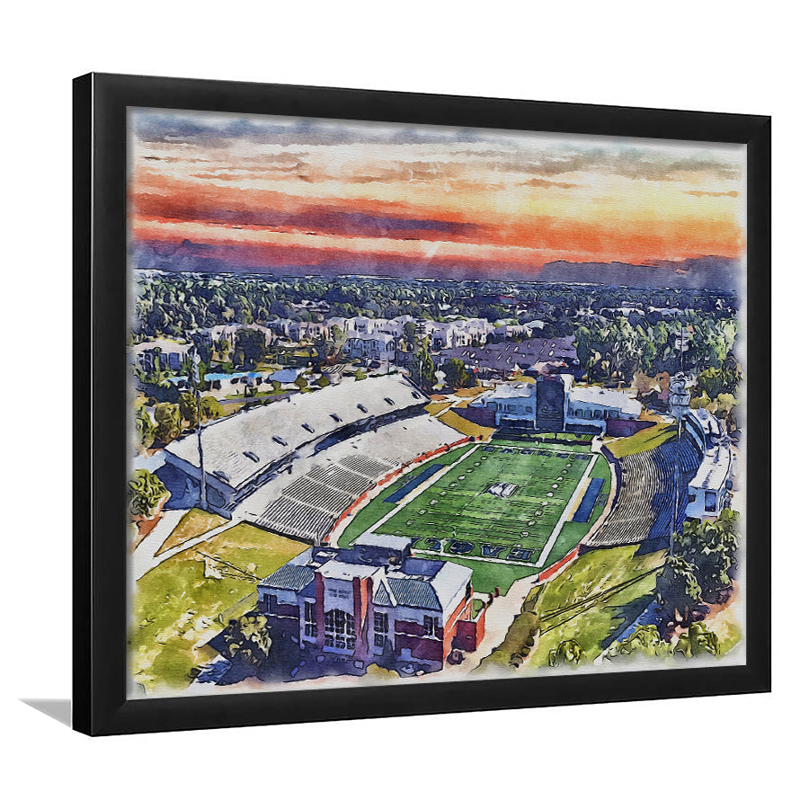 Georgia Southern Eagles, Paulson Painting Stadium Watercolor, Sport Gift Art, Framed Art Print Wall Decor