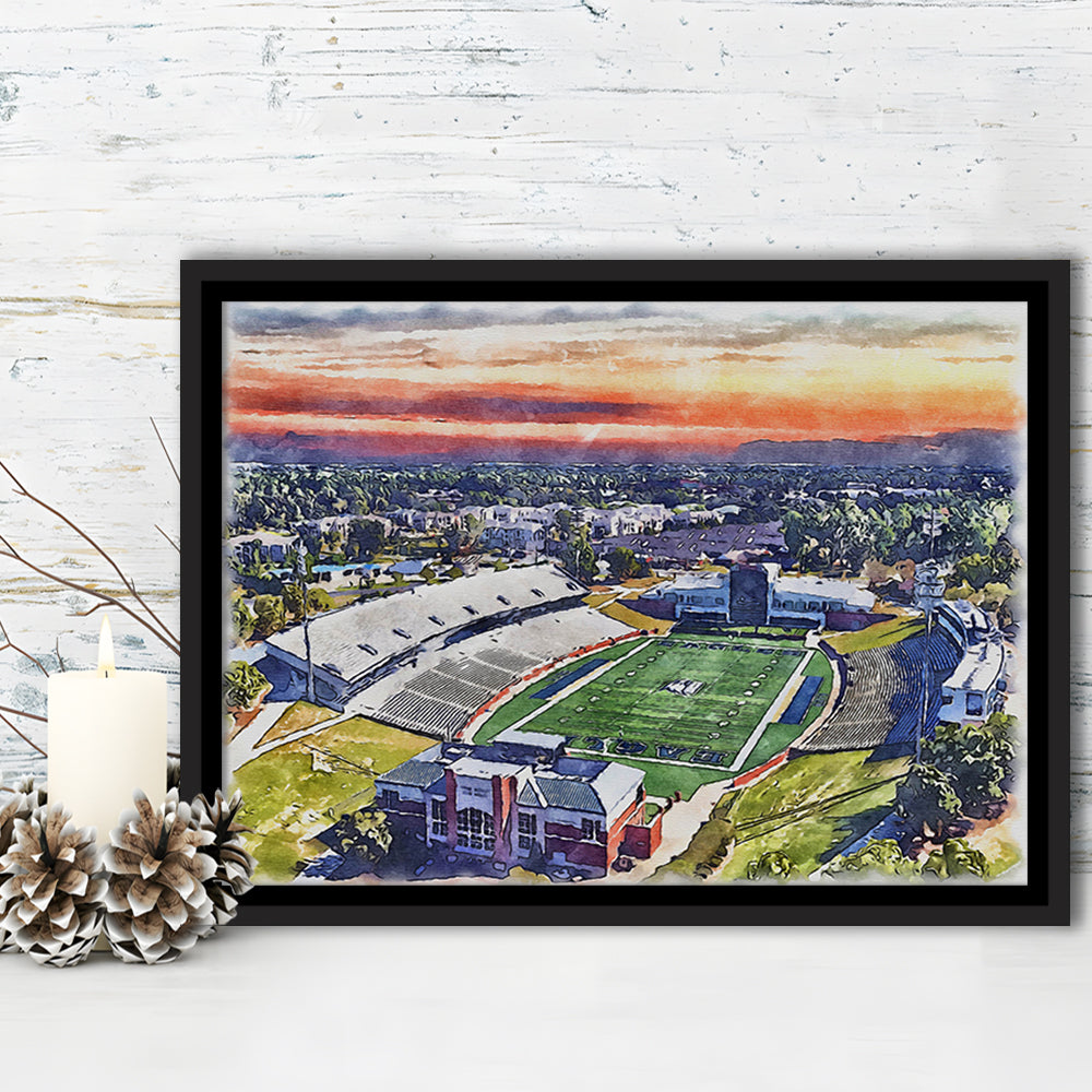 Georgia Southern Eagles, Paulson Painting Stadium Watercolor, Sport Gift Art, Framed Canvas Print Wall Art